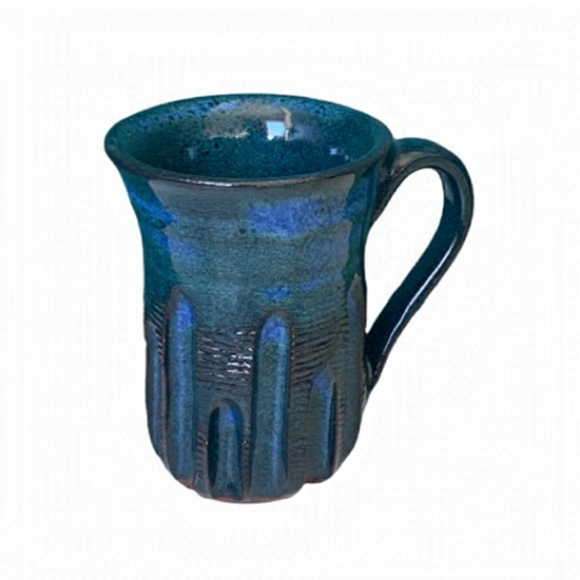 Handmade Wheel Thrown Ceramic Pottery Mug with Brilliant Blue Glaze, Great shape - Picture 1 of 11